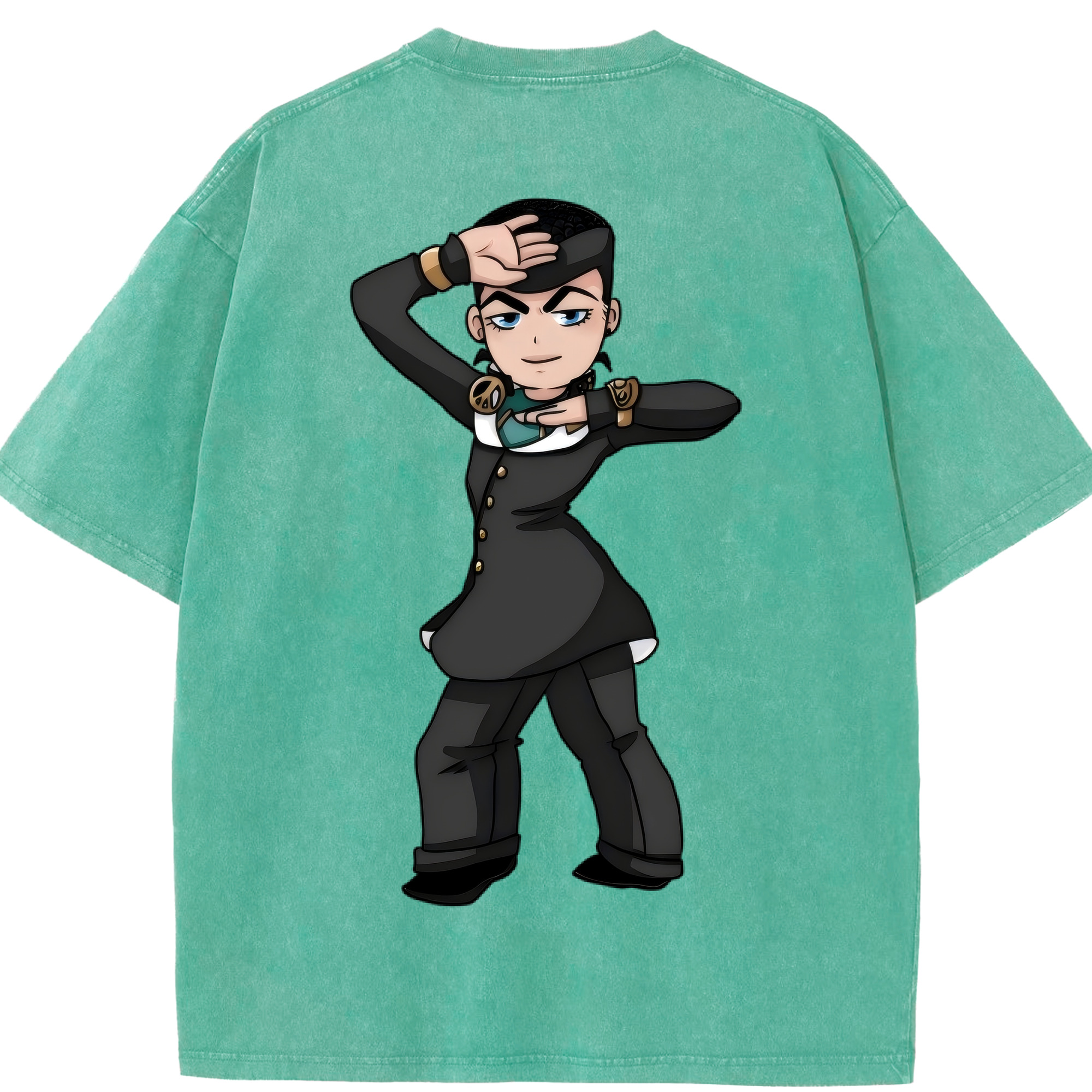 （画像用） ジョジョの奇妙な冒険 ひがしかた じょうすけ JoJo's Bizarre Adventure Higashikata Josuke 綿100% ヴィンテージ風 半袖Tシャツ（背面プリント）